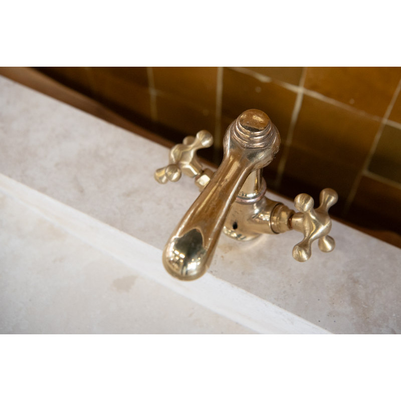 Robinet mélangeur artisanal Art Déco - Laiton lisse -