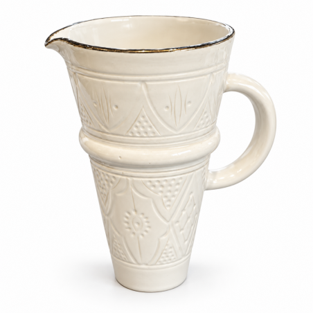 Pichet en terre cuite - ≈ d6/10cmx18cm - Travaillé Blanc -