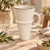 Pichet en terre cuite - ≈ d6/10cmx18cm - Travaillé Blanc -