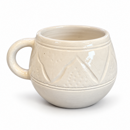 Mug Artisanal - Emaillé - ≈ Ø9x8cm - Ballon Blanc Travaillé -