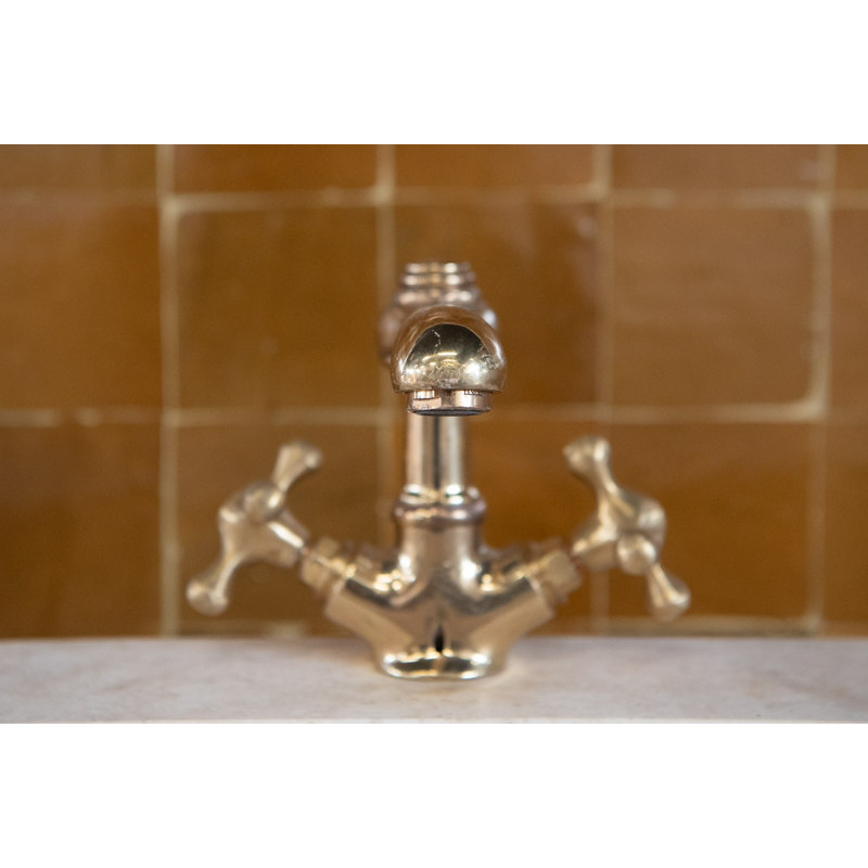 Robinet mélangeur artisanal Art Déco - Laiton lisse -
