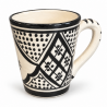 Mug Artisanal - Emaillé - ≈ Ø6,5/8,5x10cm - Travaillé Noir & Blanc -