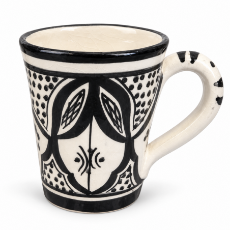 Mug Artisanal - Emaillé - ≈ Ø6,5/8,5x10cm - Travaillé Noir & Blanc II -