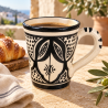 Mug Artisanal - Emaillé - ≈ Ø6,5/8,5x10cm - Travaillé Noir & Blanc II -