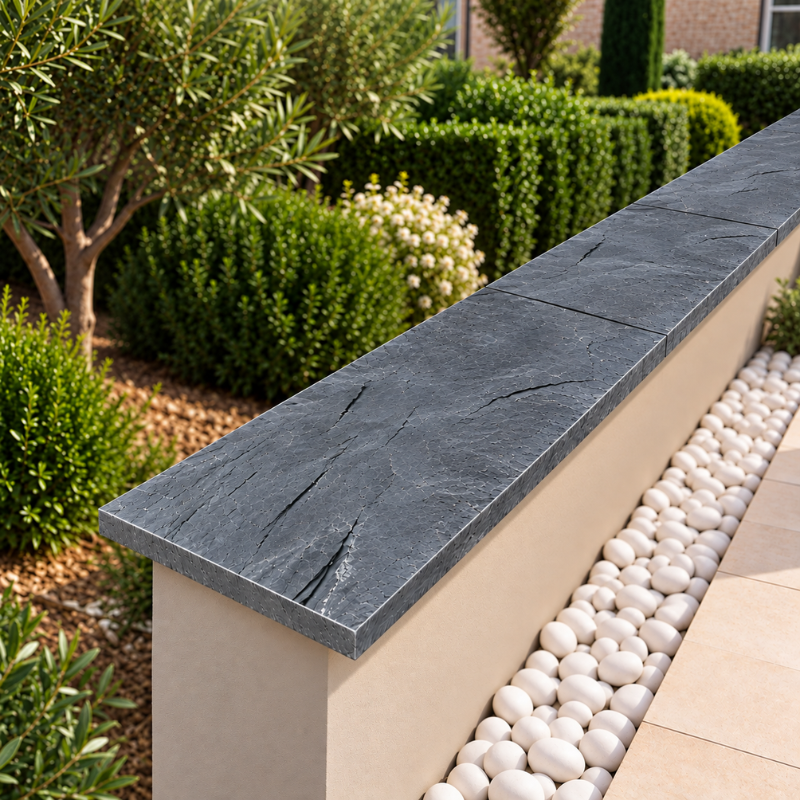 Dessus de Mur en Ardoise Naturelle Calibrée - 100 x 30 cm - Épaisseur 3 cm -