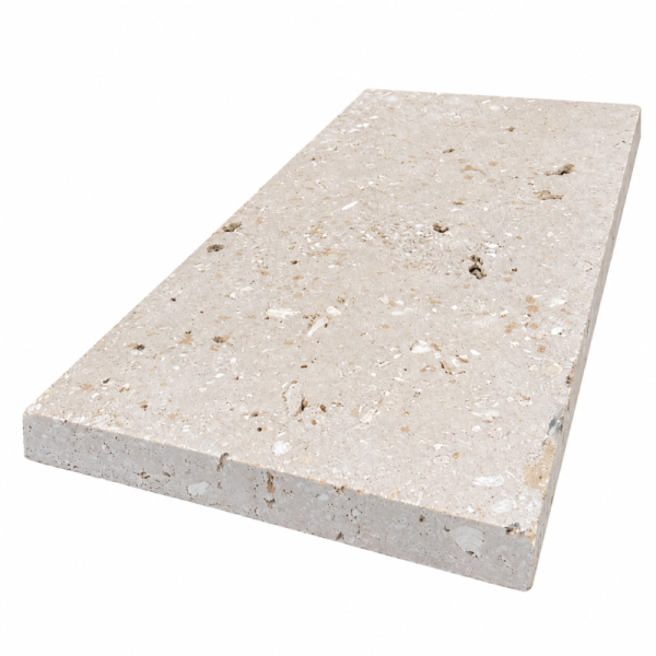 Margelle de piscine en travertin Commercial Beige 61 x 30,5 x 3 cm - Bord droit -