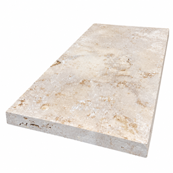 Margelle de piscine en travertin Premier Choix Mix Beige 61 x 30,5 x 3 cm - Bord droit -