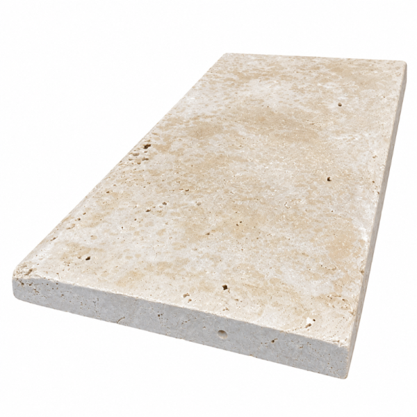 Margelle de piscine en travertin Premier Choix Mix Beige 61 x 33 x 3 cm - Bord arrondi -