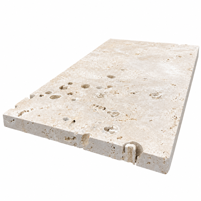Margelle de piscine en travertin Commercial Beige 61 x 40,6 x 3 cm - Bord droit -
