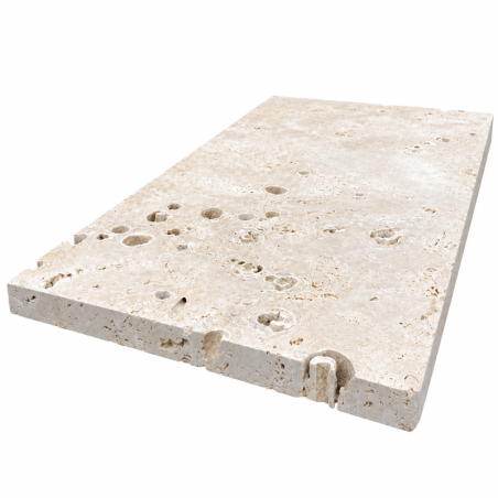 Margelle de piscine en travertin Commercial Beige 61 x 40,6 x 3 cm - Bord droit -