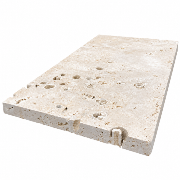 Margelle de piscine en travertin Commercial Beige 61 x 40,6 x 3 cm - Bord droit -