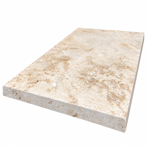 Margelle de piscine en travertin Premier Choix Mix Beige 61 x 40,6 x 3 cm - Bord droit -