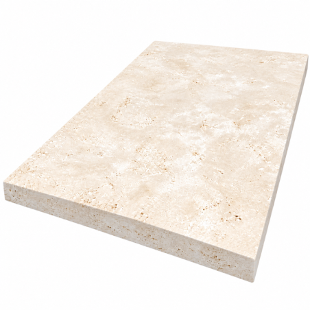 Margelle de piscine en travertin Premier Choix Light Mix Beige 61 x 40,6 x 3 cm - Bord droit -