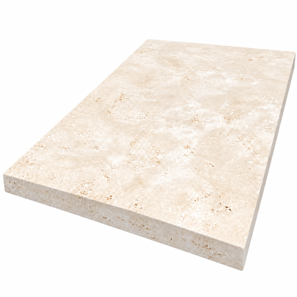 Margelle de piscine en travertin Premier Choix Light Mix Beige 61 x 40,6 x 3 cm - Bord droit -