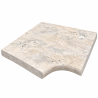 Angle rentrant pour margelle de piscine en travertin Silver 45 x 45 x 3 cm - Bord arrondi -