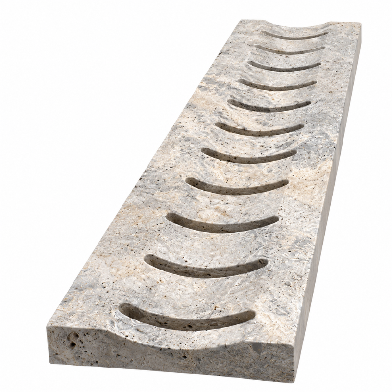 Caniveau de piscine en travertin Silver 61 x 13,5 x 3 cm -