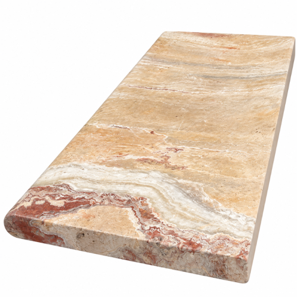 Margelle de piscine en travertin Léonardo 61 x 33 x 3 cm - Bord arrondi -