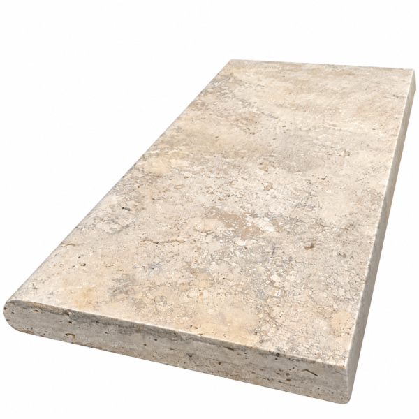 Margelle de piscine en travertin Noce 61 x 33 x 3 cm - Bord arrondi -