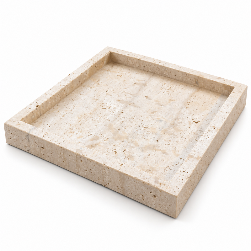 Plateau - Travertin - ≈ 30x30x3,5cm -