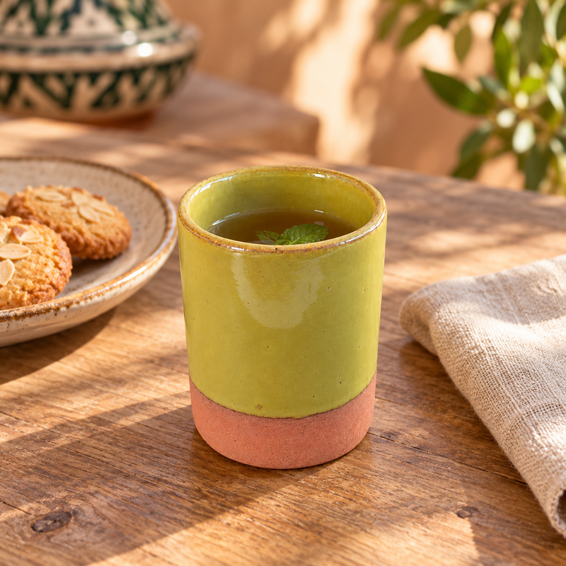 Mini Pot Artisanal - Emaillé - ≈ Ø5x7cm -Vert Olive -