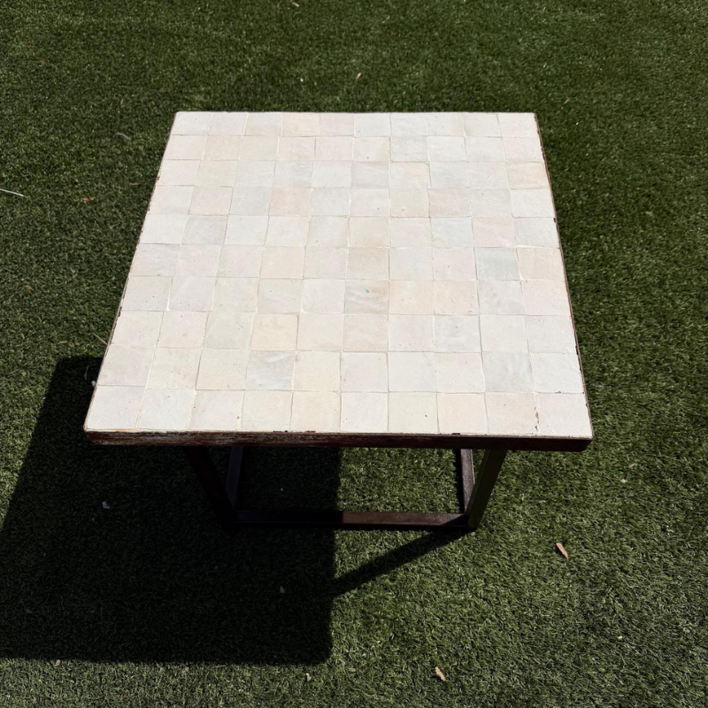 Table Basse - Zellige - Carré - Beige - 50x50cm - Hauteur 43cm -