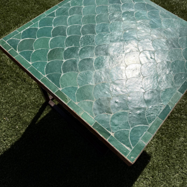 Table Basse - Zellige - Ecaille - Vert Emeraude - 50x50cm - Hauteur 43cm -