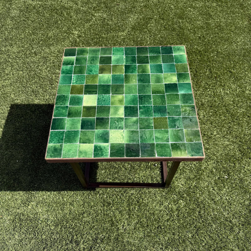 Table Basse - Zellige - Carré - Vert Tamegroute - 50x50cm - Hauteur 43cm -