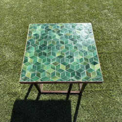 Table Basse - Zellige - Cube - Vert Tamegroute - 50x50cm - Hauteur 43cm -