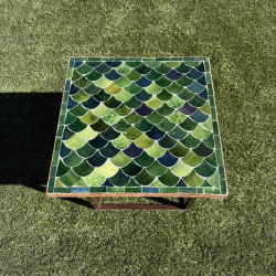 Table Basse - Zellige - Ecaille - Vert Tamegroute - 50x50cm - Hauteur 43cm -