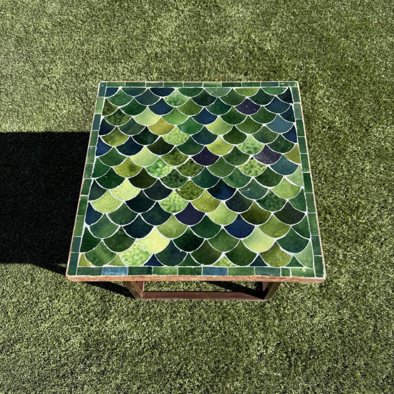 Table Basse - Zellige - Ecaille - Vert Tamegroute - 50x50cm - Hauteur 43cm -