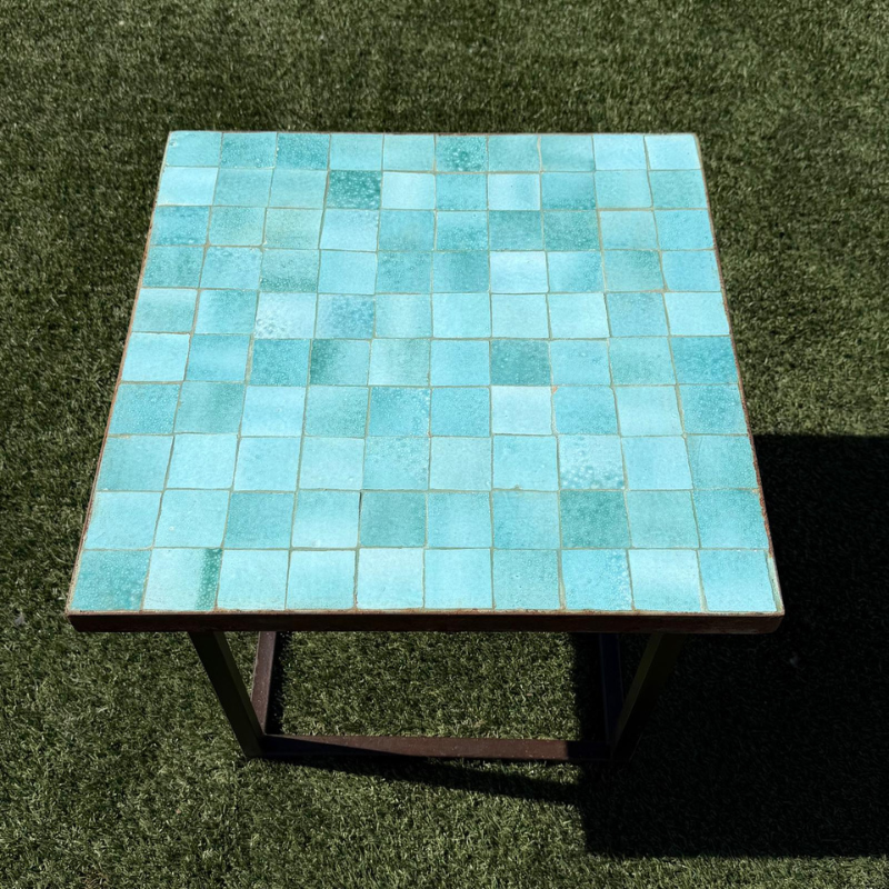 Table Basse - Zellige - Carré - Vert Siam - 50x50cm - Hauteur 43cm -