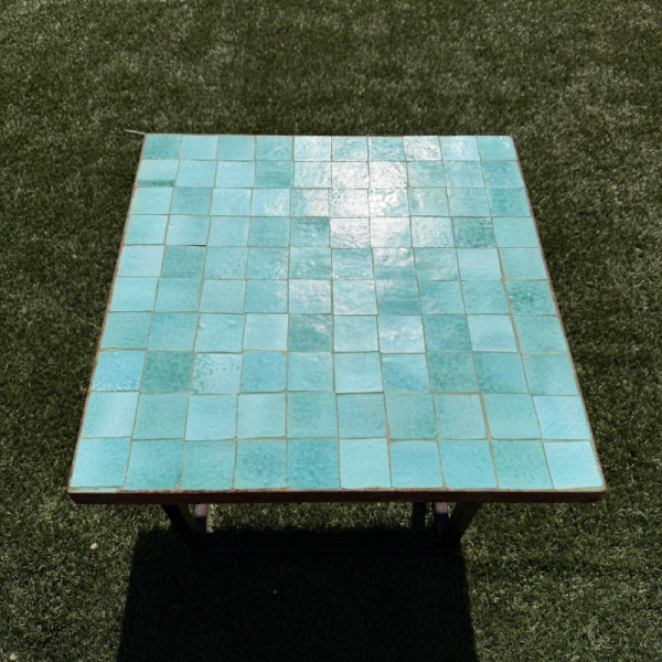 Table Basse - Zellige - Carré - Vert Siam - 50x50cm - Hauteur 43cm -