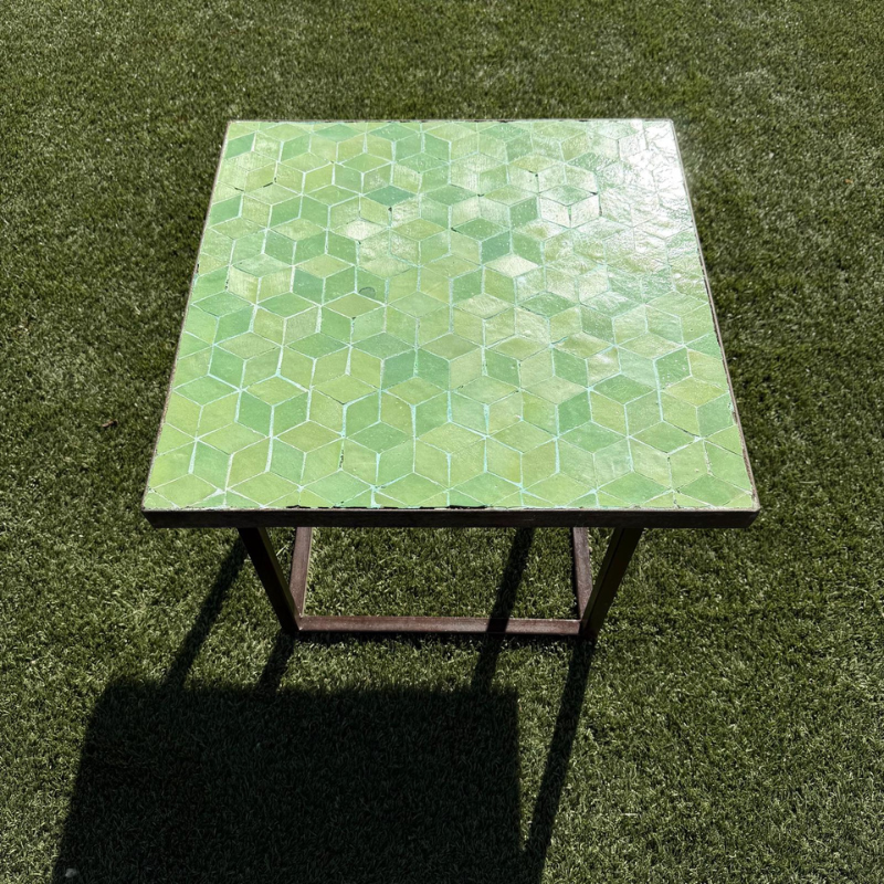 Table Basse - Zellige - Cube - Vert Pomme - 50x50cm - Hauteur 43cm -
