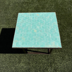 Table Basse - Zellige - Cube - Vert Menthe - 50x50cm - Hauteur 43cm -