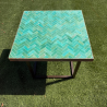 Table Basse - Zellige - Bâtons Rompus - Vert Menthe - 50x50cm - Hauteur 43cm -