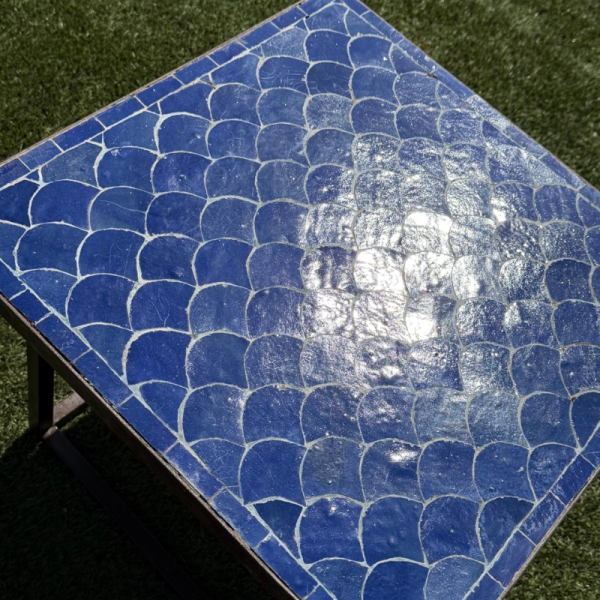Table Basse - Zellige - Ecaille - Bleu Majorelle - 50x50cm - Hauteur 43cm -
