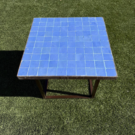 Table Basse - Zellige - Carré - Bleu Median - 50x50cm - Hauteur 43cm -