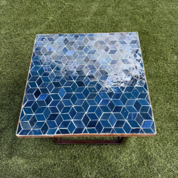 Table Basse - Zellige - Cube - Bleu Glaz - 50x50cm - Hauteur 43cm -
