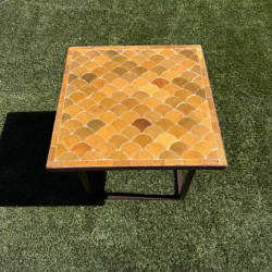 Table Basse - Zellige - Ecaille - Miel - 50x50cm - Hauteur 43cm -