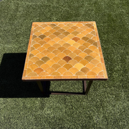 Table Basse - Zellige - Ecaille - Miel - 50x50cm - Hauteur 43cm -