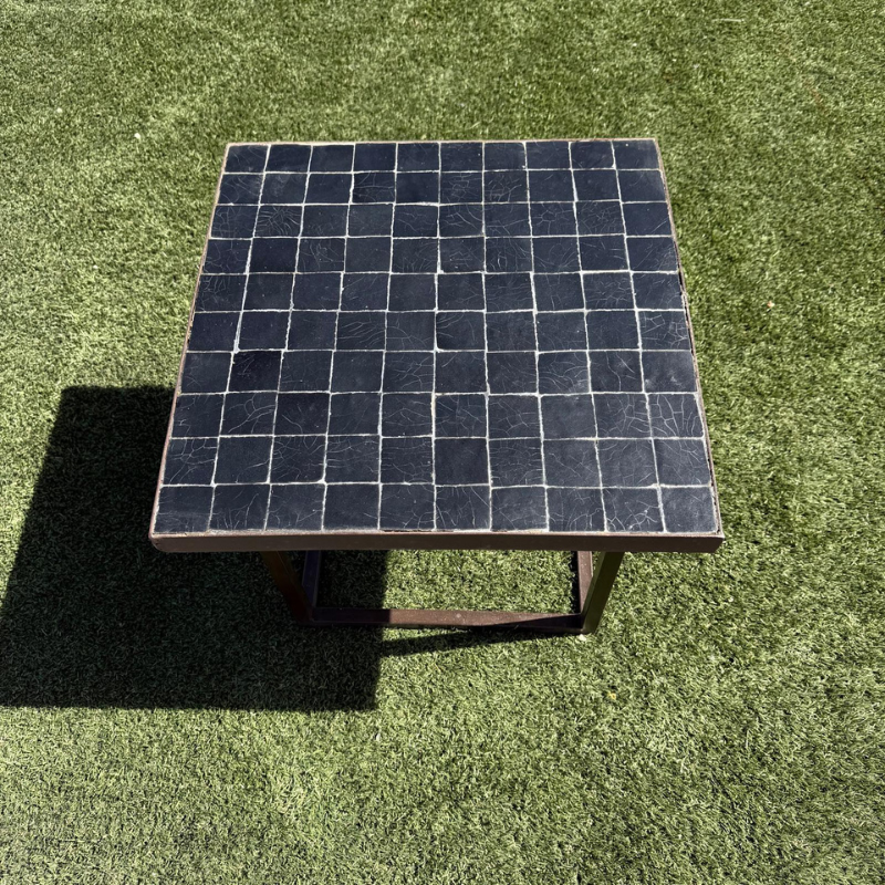 Table Basse - Zellige - Carré - Noir - 50x50cm - Hauteur 43cm -