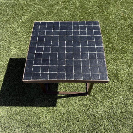 Table Basse - Zellige - Carré - Noir - 50x50cm - Hauteur 43cm -