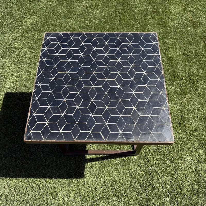 Table Basse - Zellige - Cube - Noir - 50x50cm - Hauteur 43cm -