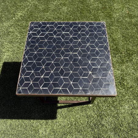 Table Basse - Zellige - Cube - Noir - 50x50cm - Hauteur 43cm -