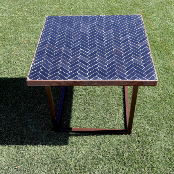 Table Basse - Zellige - Bâtons Rompus - Noir - 50x50cm - Hauteur 43cm -