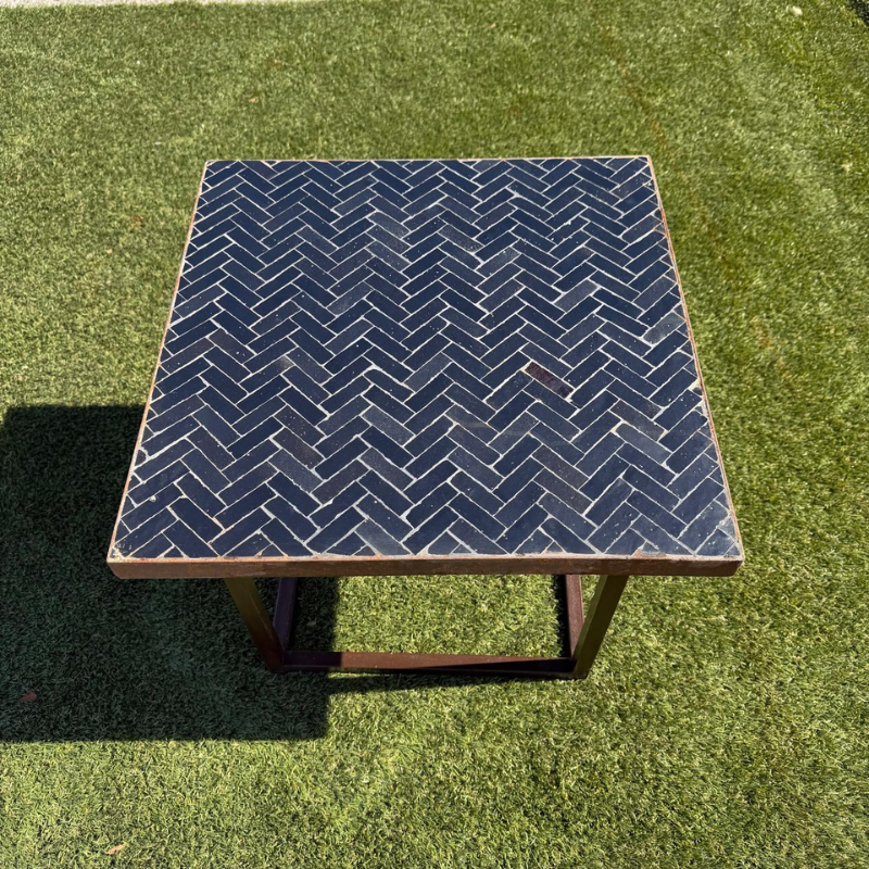 Table Basse - Zellige - Bâtons Rompus - Noir - 50x50cm - Hauteur 43cm -
