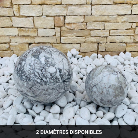 Boule Massive - Marbre Blanc Veiné - ≈d20cm -