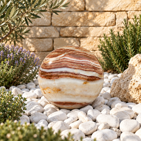 Boule Massive - Marbre Onyx - ≈d20cm -