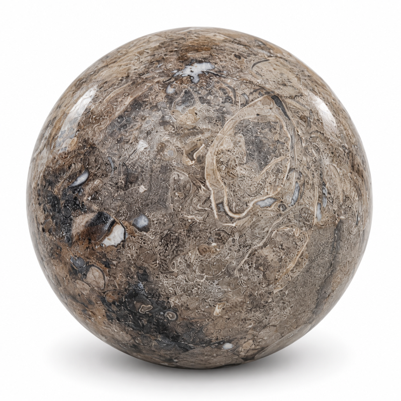 Boule Massive - Marbre Gris Veiné - ≈d30cm -