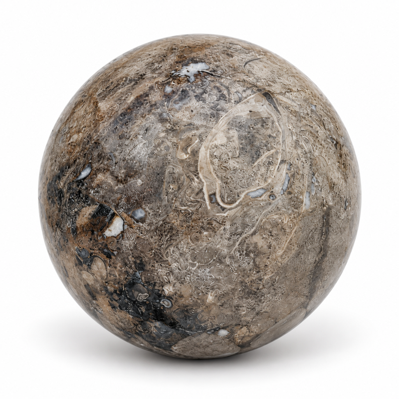 Boule Massive - Marbre Gris Veiné - ≈d20cm -